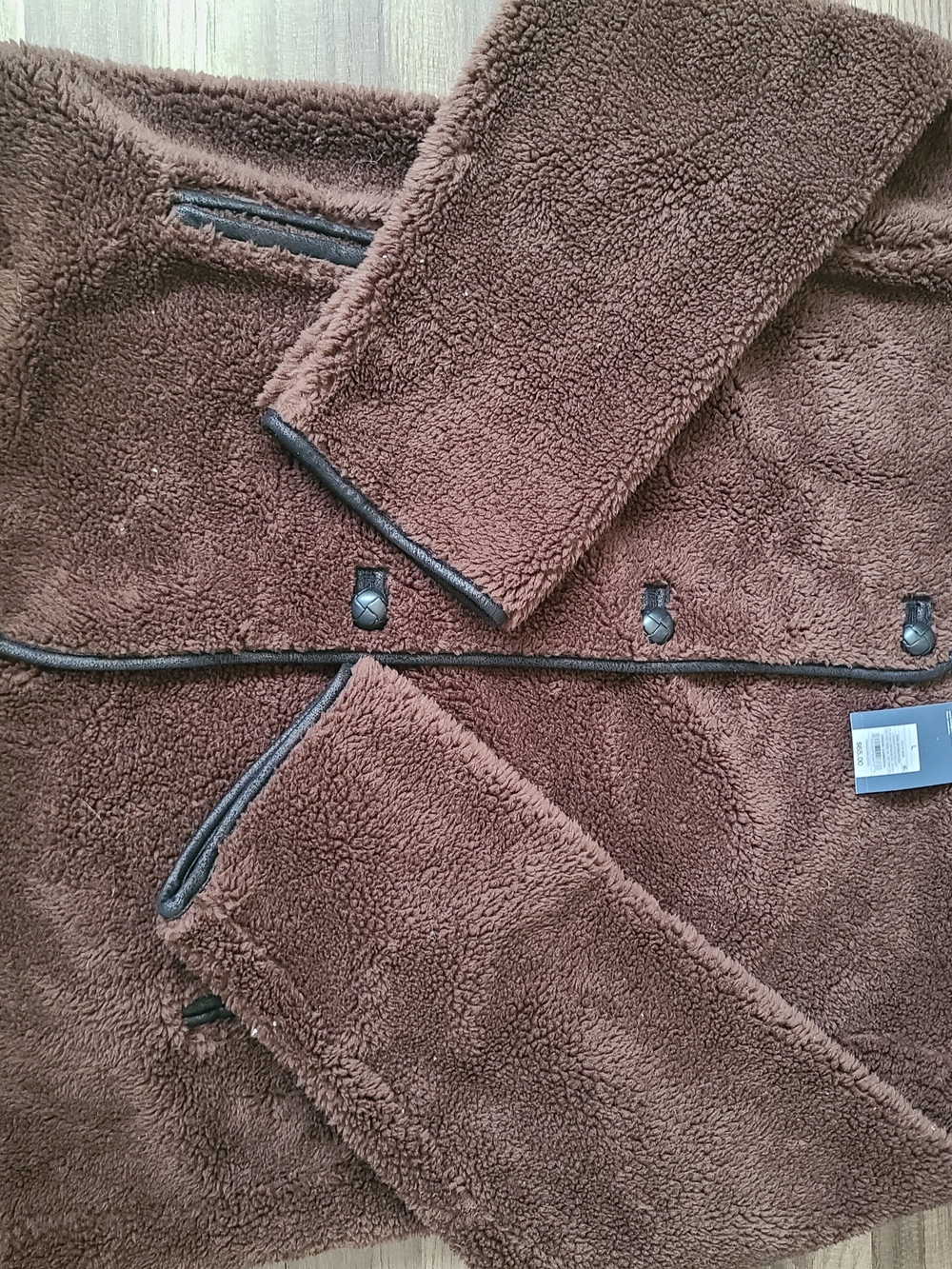 Women's Brown Sherpa Fleece Jacket - Cozy Button-Front Coat